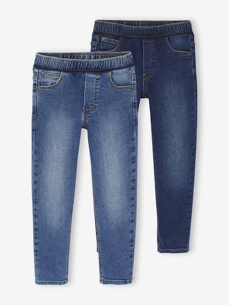 Lot 2 jeans garçon slim denim gris+double stone+stone - vertbaudet enfant 