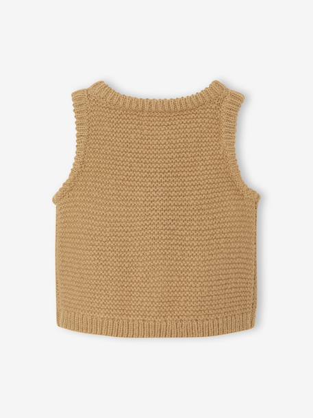 Buttoned sleeveless baby cardigan ochre - vertbaudet enfant 