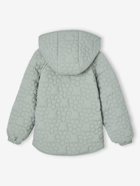 Lightweight Floral Jacket with Hood for Girls grey green+mauve - vertbaudet enfant 