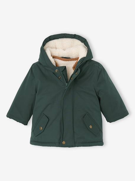 3-in-1 Parka with Removable Sherpa Jacket fir green - vertbaudet enfant 