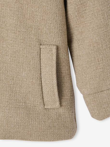 Woollen Fabric Coat with Hood anthracite+marl beige - vertbaudet enfant 