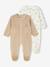 Pack of 2 Velour Sleepsuits for Newborns aqua green+beige+rose - vertbaudet enfant 