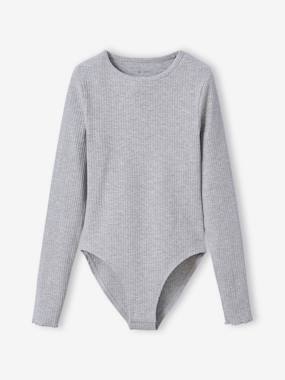 Fille-Body manches longues en maille côtelée fille