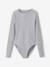 Long-Sleeved Ribbed Knit Bodysuit for Girls, JONEN marl grey - vertbaudet enfant 