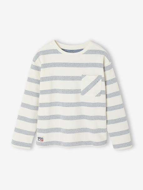 Long-Sleeved T-Shirt with Striped Effect for Boys striped white - vertbaudet enfant 