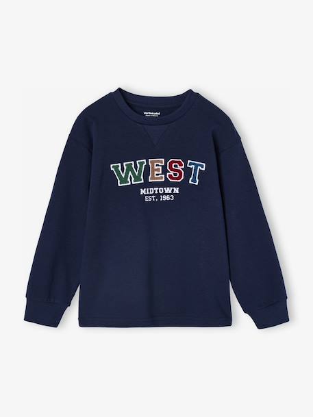 Long-Sleeved T-Shirt with Bouclé Motif, for Boys navy blue - vertbaudet enfant 