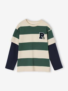 Tee-shirt rayé effet double manches - vertbaudet enfant Garçon-Tee-shirt rayé effet double manches