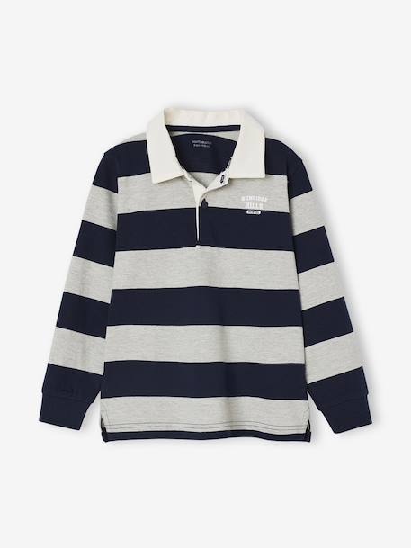 Polo rayé garçon gris chiné+marine+vert+vert d'eau - vertbaudet enfant 