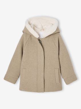 -Manteau fille à capuche drap de laine