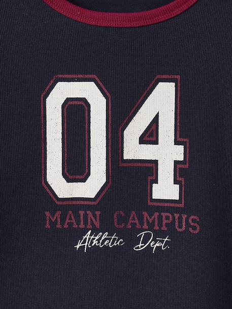 Cropped Long-Sleeved T-Shirt for Girls, JONEN anthracite+navy blue - vertbaudet enfant 