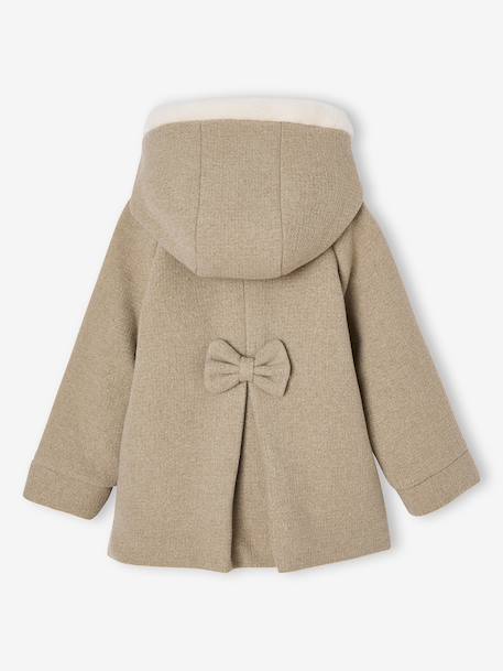Woollen Fabric Coat with Hood anthracite+marl beige - vertbaudet enfant 