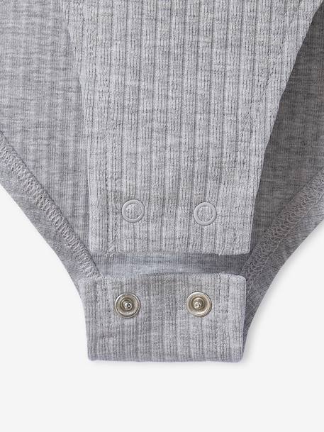 Long-Sleeved Ribbed Knit Bodysuit for Girls, JONEN marl grey - vertbaudet enfant 