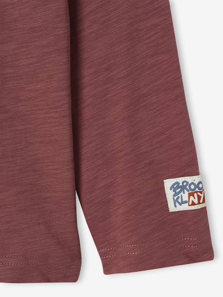 Flocked Long-Sleeved T-Shirt for Boys dusky pink - vertbaudet enfant 