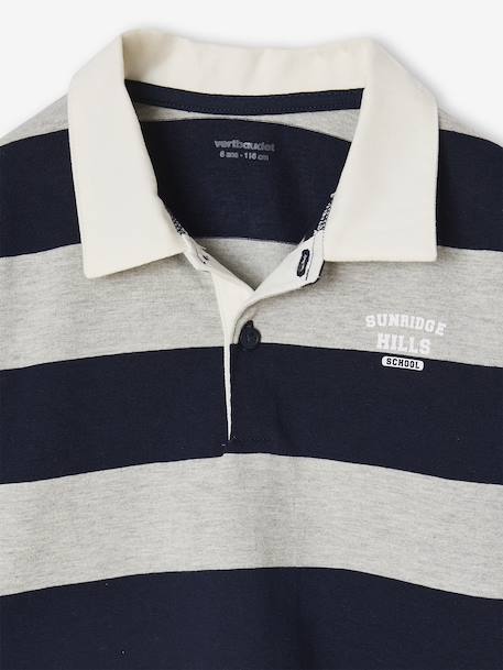 Polo rayé garçon gris chiné+marine+vert+vert d'eau - vertbaudet enfant 