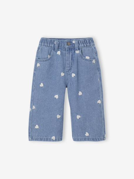 Jean large bébé fille petits coeurs brodés double stone+stone - vertbaudet enfant 