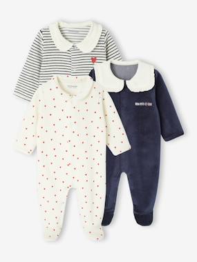 -Lot de 3 pyjamas bébé fille "c½urs" en velours