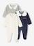 Pack of 3 Velour 'Hearts' Sleepsuits for Newborns night blue - vertbaudet enfant 