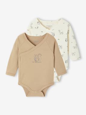 -Lot de 2 bodies bébé ouverture naissance manches longues