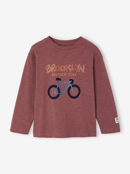 Flocked Long-Sleeved T-Shirt for Boys dusky pink - vertbaudet enfant 