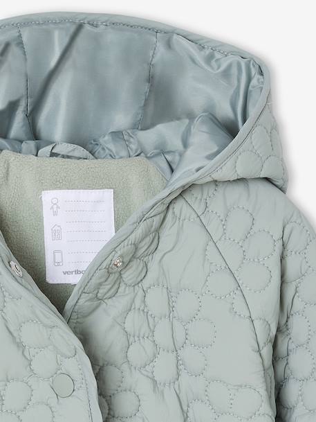 Lightweight Floral Jacket with Hood for Girls grey green+mauve - vertbaudet enfant 