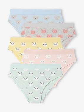 Girls-Underwear-Knickers-Pack of 5 girls' animal print knickers