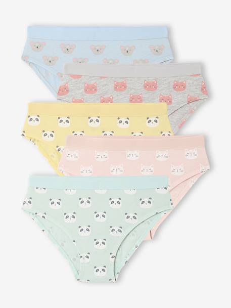 Pack of 5 girls' animal print knickers azure - vertbaudet enfant 