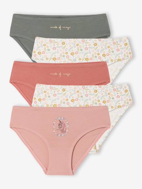 Pack of 5 Assorted Briefs for Girls rose - vertbaudet enfant 