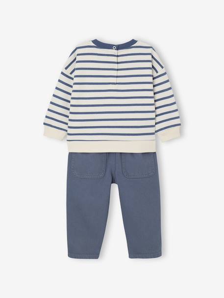 Sweatshirt + trouser set for babies grey blue - vertbaudet enfant 