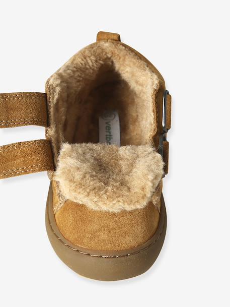 Baskets bébé garçon cuir à scratchs camel+marine+vert - vertbaudet enfant 