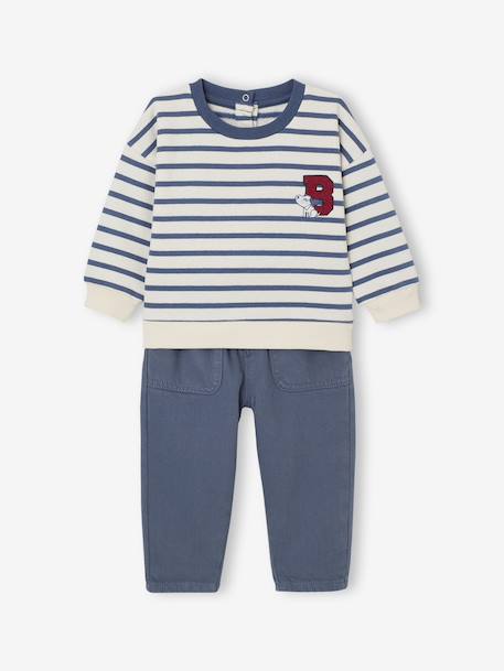 Sweatshirt + trouser set for babies grey blue - vertbaudet enfant 