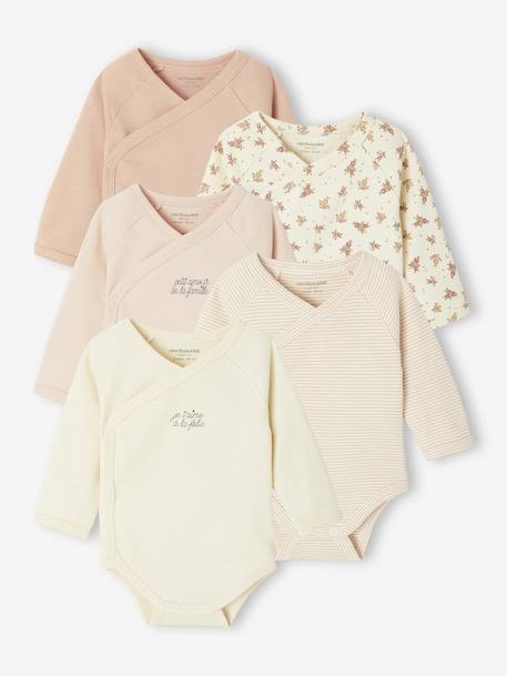 Lot de 5 bodies ouverture naissance rose pâle - vertbaudet enfant 
