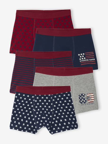 Pack of 5 Flag Boxer Shorts for Boys navy blue - vertbaudet enfant 