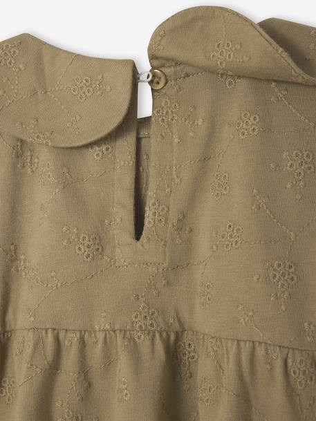 T-shirt blouse en broderie anglaise fille manches longues écru+marine+olive - vertbaudet enfant 