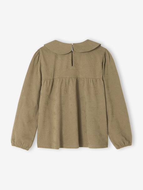 Blouse with Broderie Anglaise for Girls navy blue+olive - vertbaudet enfant 