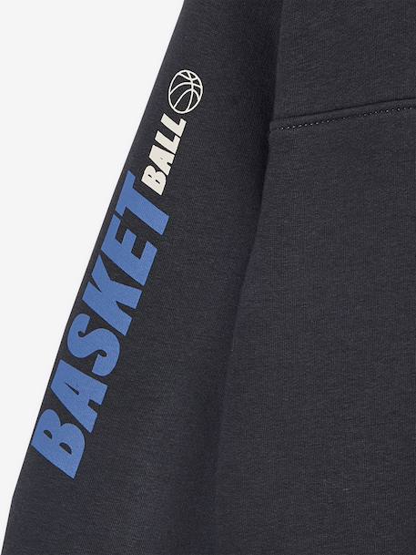 Sweat col camionneur sport garçon motif basket sur manche anthracite+noisette - vertbaudet enfant 