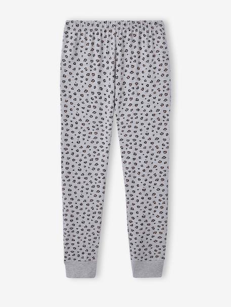 Pack of 2 Leopard & Polka Dot Pyjamas for Girls marl grey - vertbaudet enfant 