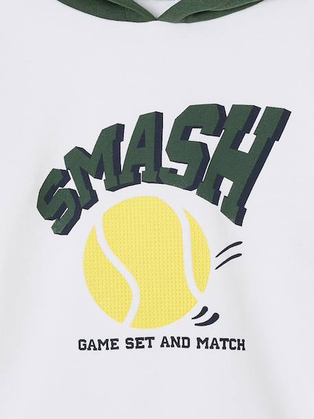 Sweat garçon sport doubles manches motif ballon en relief blanc chiné+vert sapin - vertbaudet enfant 