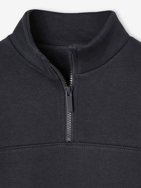 Sweat col camionneur sport garçon motif basket sur manche anthracite+noisette - vertbaudet enfant 