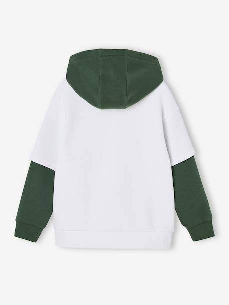 Sweat garçon sport doubles manches motif ballon en relief blanc chiné+vert sapin - vertbaudet enfant 
