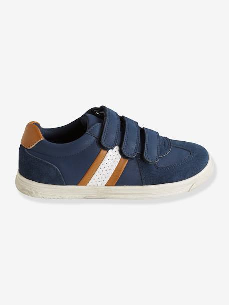 Trainers with Touch-Fastening Tab for Boys Dark Blue+White/Navy - vertbaudet enfant 