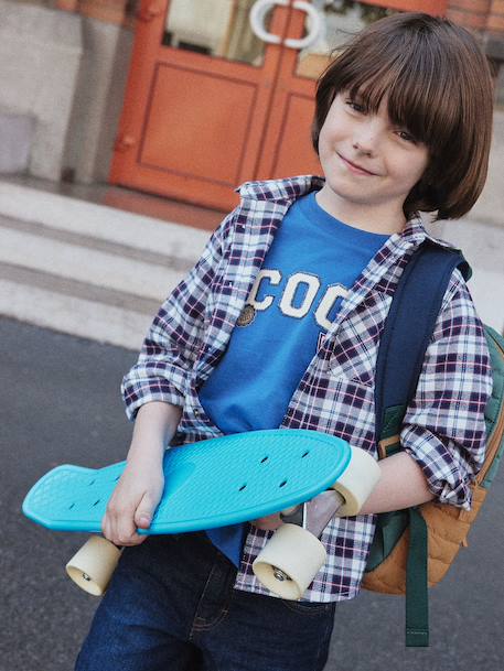 Chequered Flannel Shirt for Boys chequered blue - vertbaudet enfant 
