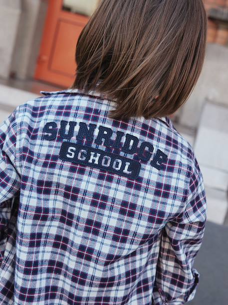 Chequered Flannel Shirt for Boys chequered blue - vertbaudet enfant 