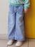Embroidered Wide Leg Jeans with Fancy Motifs for Girls light blue - vertbaudet enfant 