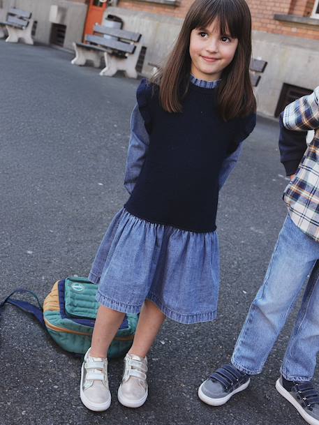2-in-1 Dress for Girls navy blue - vertbaudet enfant 