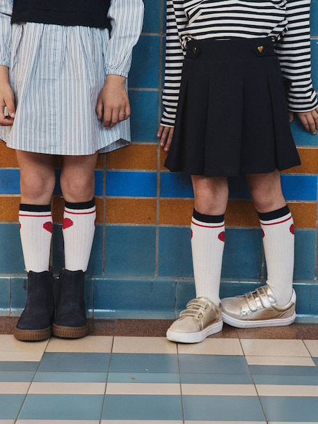 Lot de 2 paires de chaussettes hautes fille écru - vertbaudet enfant 