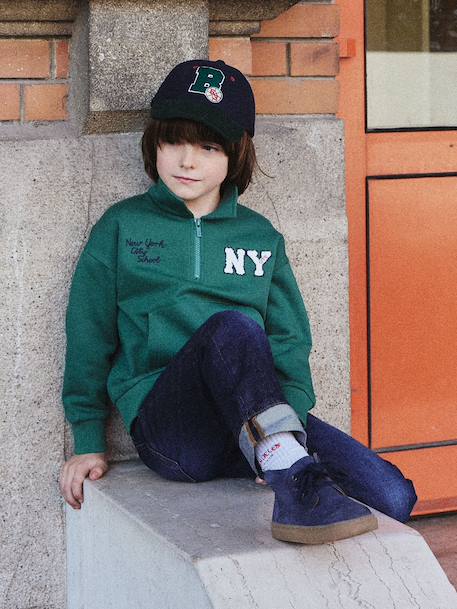 Warm 'Baltimore' Cap in Wool & Corduroy for Boys navy blue - vertbaudet enfant 