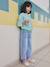 Embroidered Wide Leg Jeans with Fancy Motifs for Girls light blue - vertbaudet enfant 