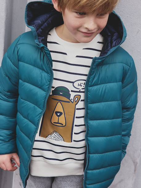 Doudoune garçon légère à capuche bleu moyen+marine+noir+noisette+noix de pécan+olive+rouge+vert émeraude - vertbaudet enfant 