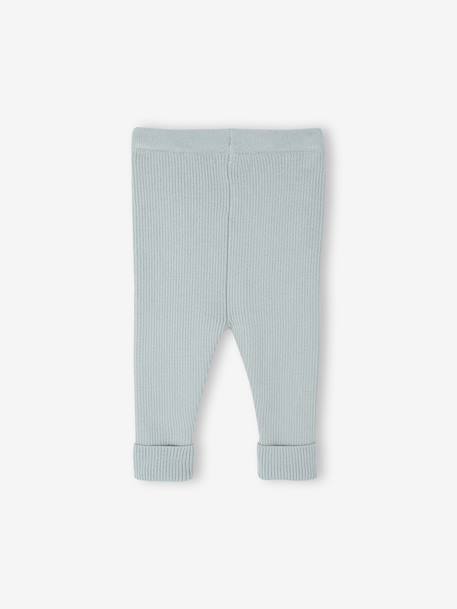 Adaptive Knitted Leggings for Babies aqua green+marl beige - vertbaudet enfant 