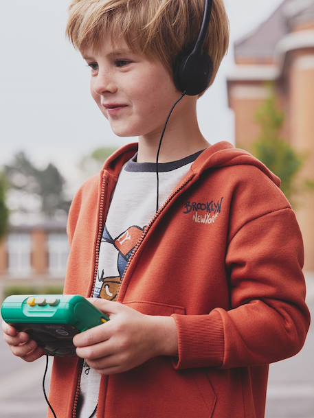 Hooded Sweatshirt with Print & Zip, for Boys rust - vertbaudet enfant 